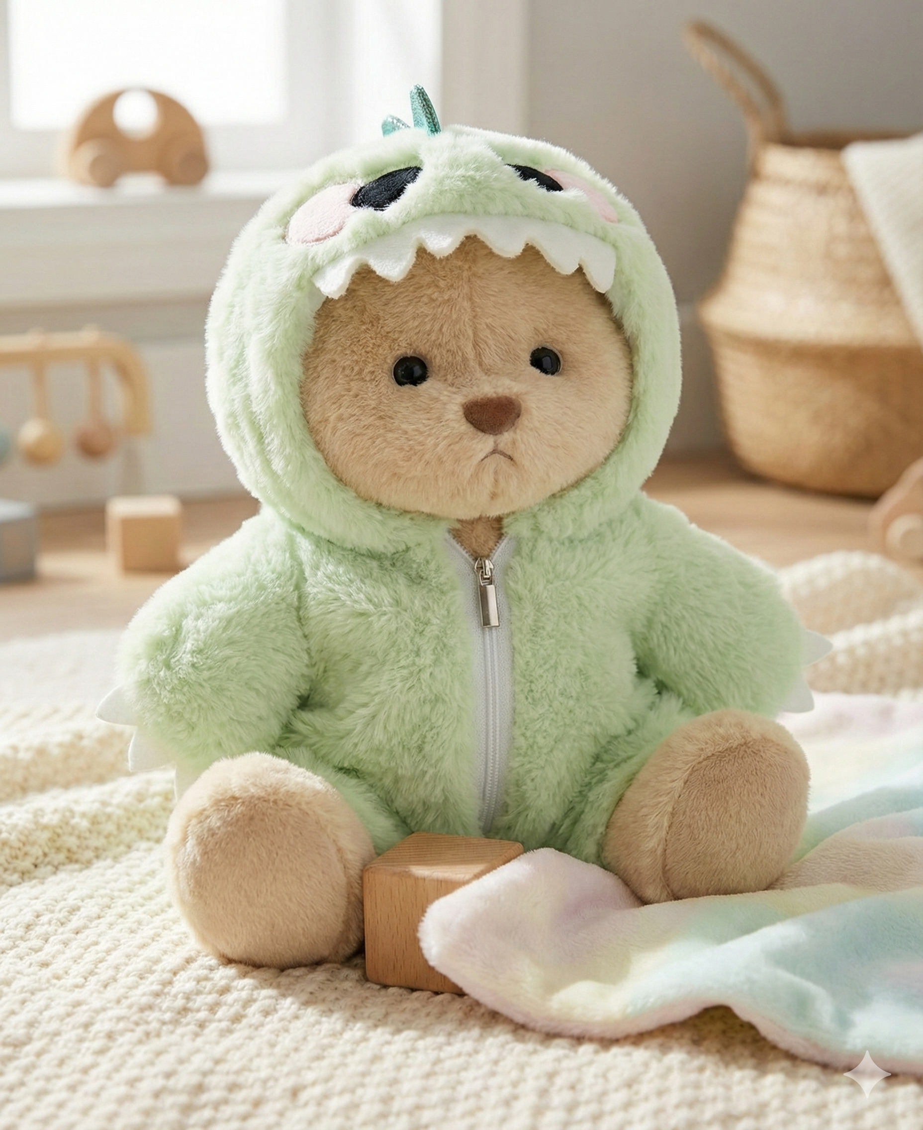 MyJellyPlush Furry Dino Bear | Handmade Jointed Teddy Bear Gift